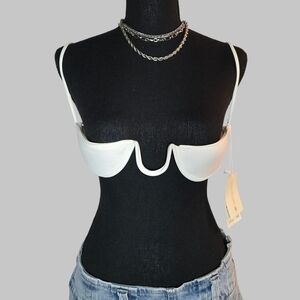 Sculptural White Unique Bikini Top !